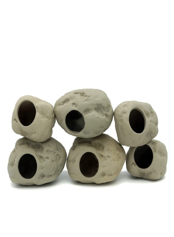 ALEGI Aquarium Decoration Rock Caves for Fish Tank, Ceramic Betta Fish Tank Accessories Hideout, Cichlid Stackable Cave Hiding (3 Small & 3 Medium) - Image 2